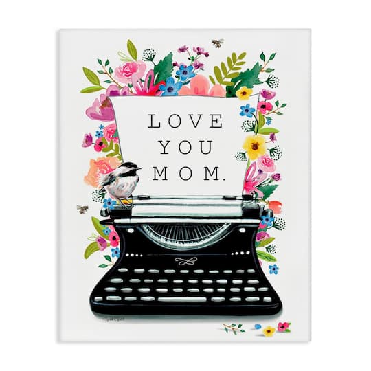 Stupell Industries Love You Mom Typewriter Canvas Wall Art
